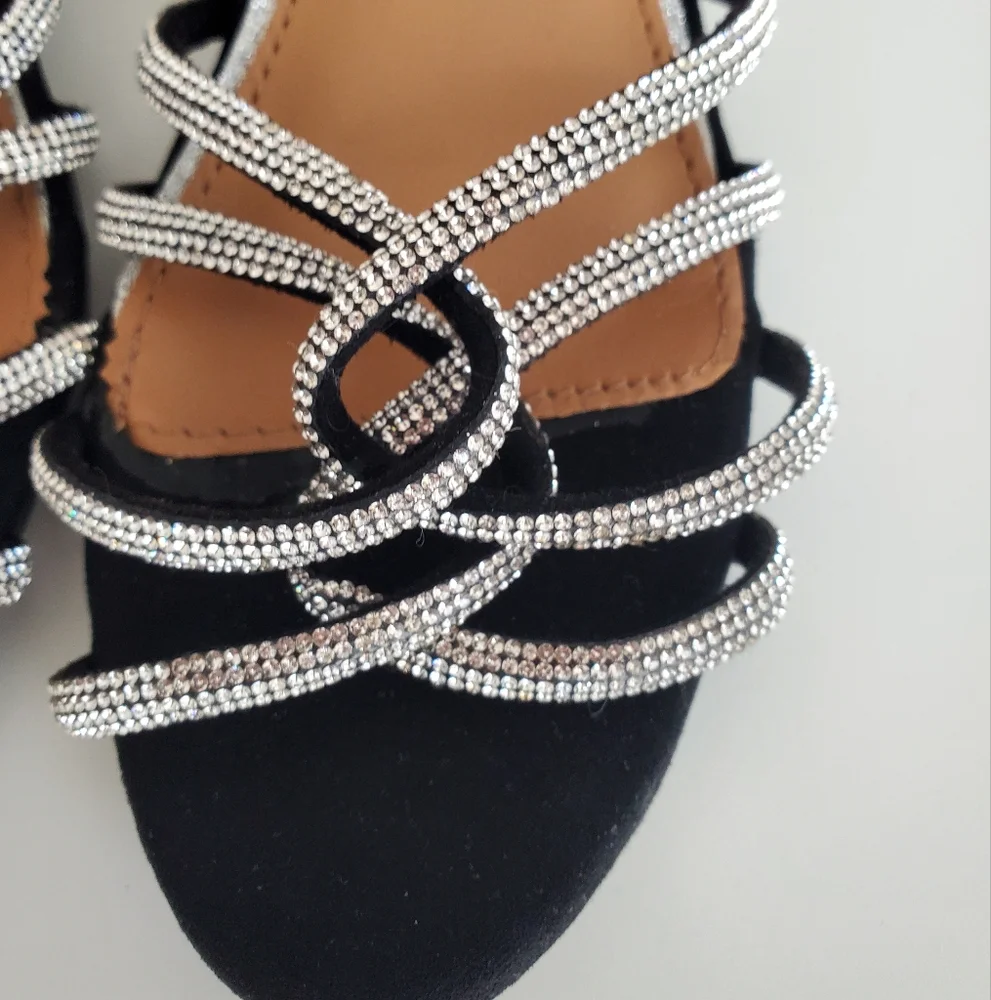 Nine West Girl's Dressy Rhinestone Heels Size 2.5 Black